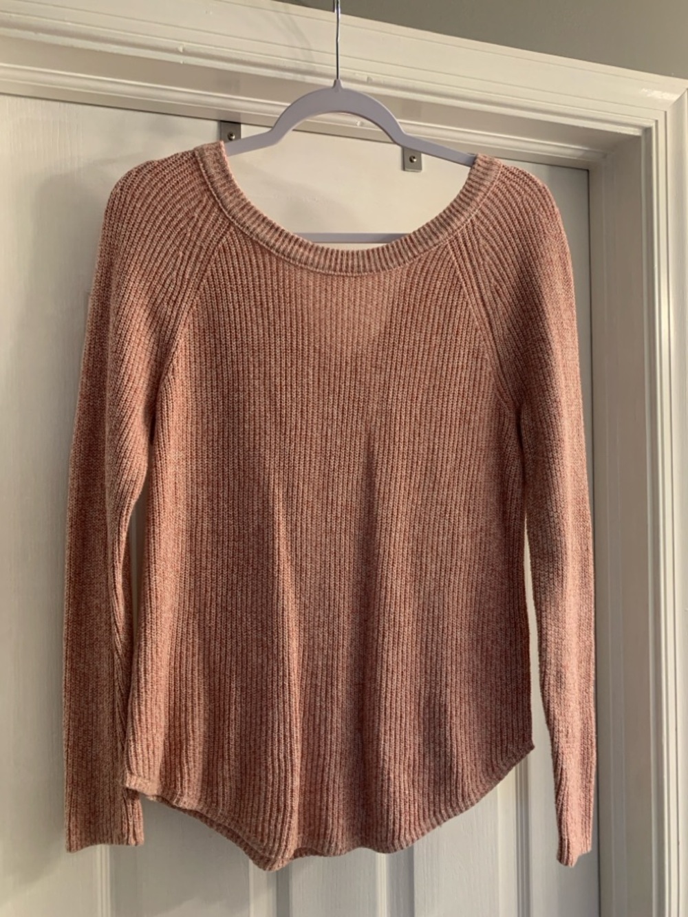 LOFT Ribbed Crewneck Sweater in Blush Pink